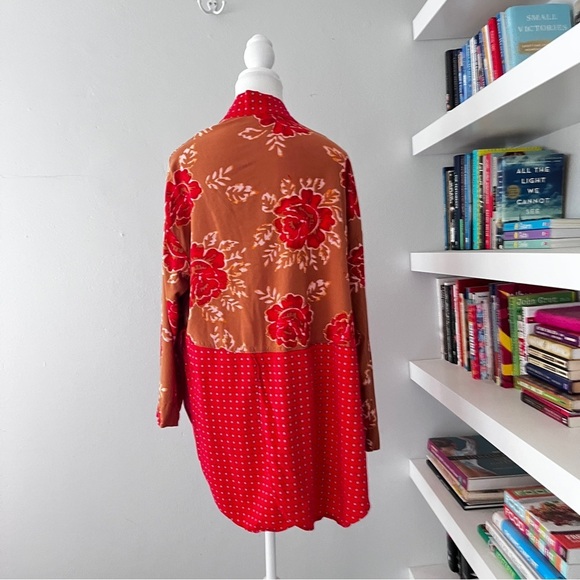 Free People Red Forget Me Not Kimono Sz small - Picture 7 of 12
